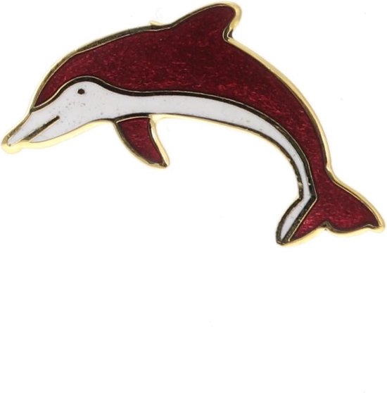 Behave Pin kledingpin sierpin dolfijn rood wit emaille 2,7 cm