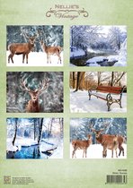NEVI098 Nellie Snellen - A4 Decoupage knipvel Winter scenes - bos winter sneeuw kerst herten rendier bankje