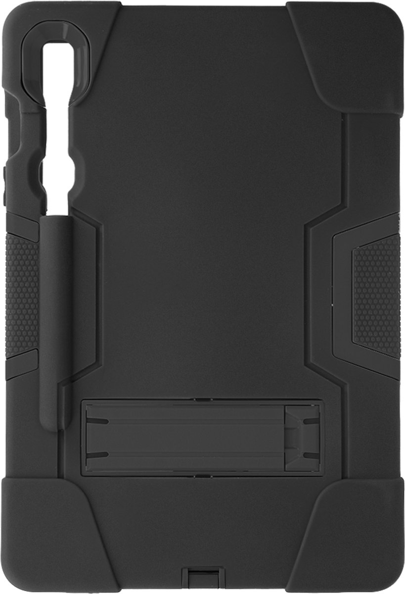 Avizar Hoes Geschikt voor Samsung Tab S9 / Tab S9 FE Bi-materiaal kruksteun, Zwart