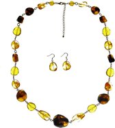 Behave Set collier et boucles d'oreilles marron 73 cm