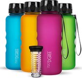 drinkfles 1,5l “uberBottle” + fruitcontainer - BPA-vrij, lekvrij - waterfles voor sport, gym, workout, outdoor, wandelen - grote XL Tritan sportfles: licht, robuust, herbruikbaar