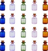Belle Vous 20 Pak Geassorteerde 2 ml Mini Glazen Flessen - Miniatuur Potjes in 5 Kleuren met Kurken Doppen - Glazen Flessen voor Huwelijk Geschenken, Wens Flesjes & Decoratieve DIY Kunst/Hobby