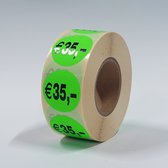“€35" Prijs Stickers op rol 35mm groen - 1000ex.