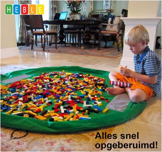 *** Opbergkleed - 2-in-1 Speelgoed Opbergen: Organizer, Kleed, Opbergzak, Speelmat (1.5m, Groen) - van Heble® ***