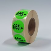 “€65" Prijs Stickers op rol 35mm groen - 1000ex.