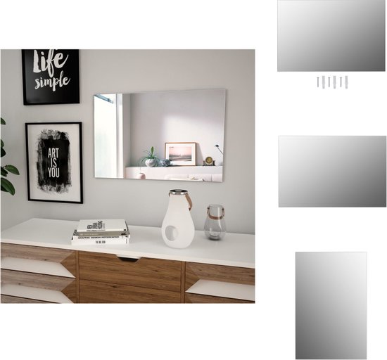vidaXL Wandspiegel - 60 x 40 cm - Glas spiegel - Inclusief montage-accessoires - Spiegel