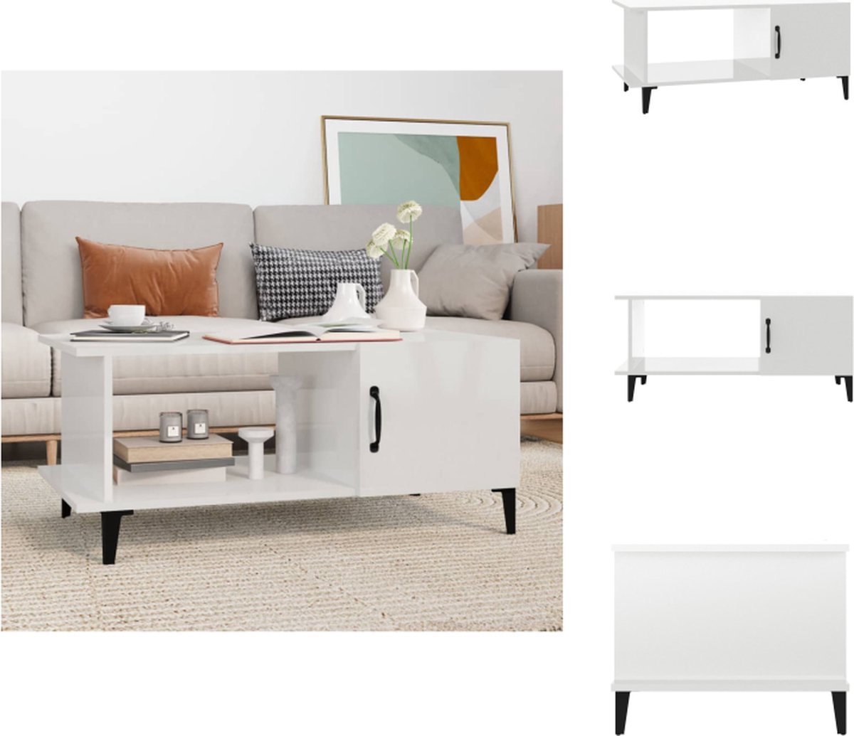 VidaXL Salontafel Industrieel Hoogglans Wit 90 x 50 x 40 cm Tafel