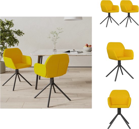 vidaXL Draaibare Eetkamerstoelen - Geel - Fluweel - 54 x 58.5 x 79.5 cm - Eetkamerstoel