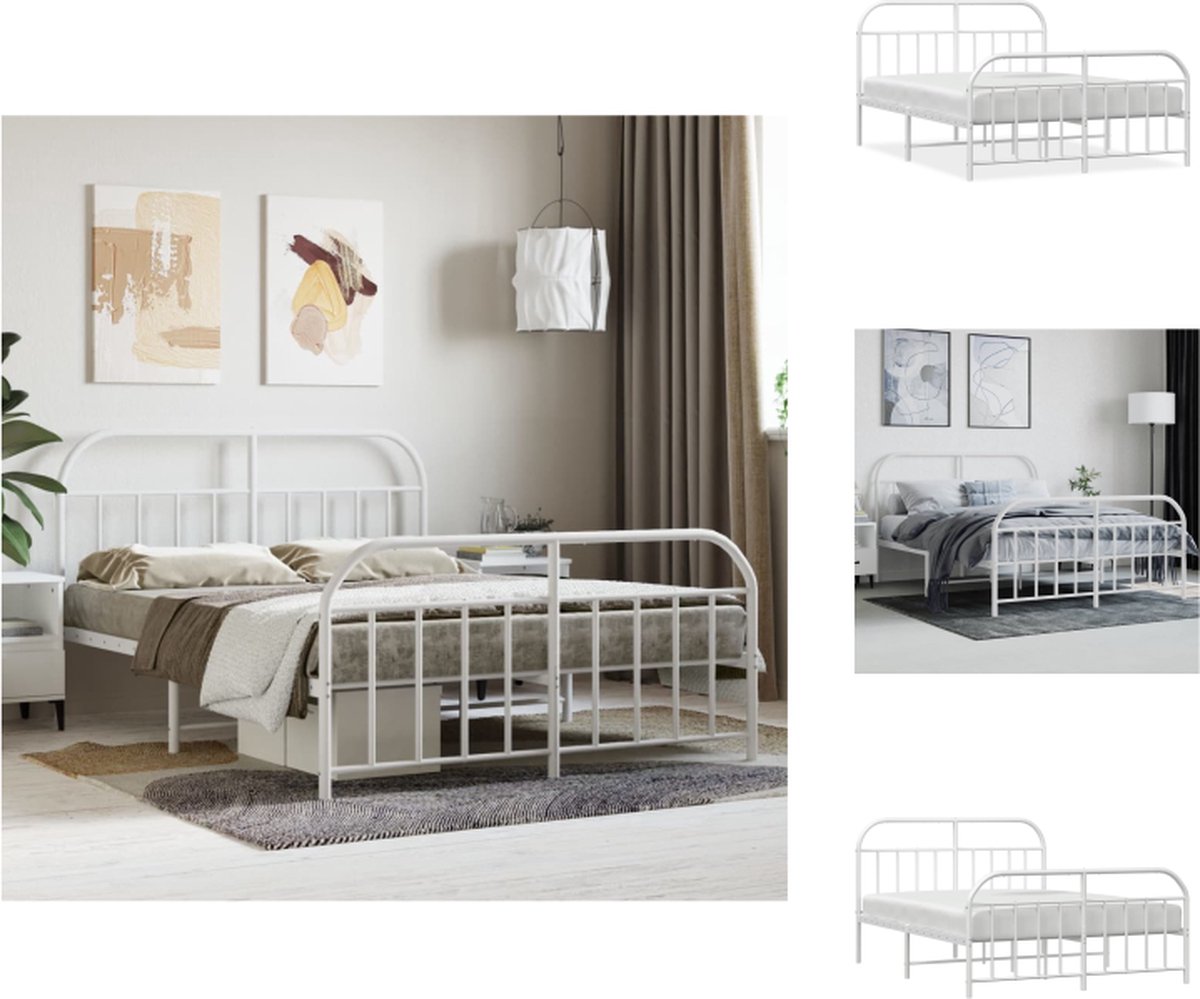 VidaXL Bedframe Klassiek Metaal 207x146x100 cm Wit Bed