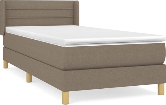 vidaXL Lit à sommier tapissier - Matelas à ressorts ensachés - Soutien mi-ferme - Surmatelas doux pour la peau - Taupe - 203x103x78/88 cm - Lit