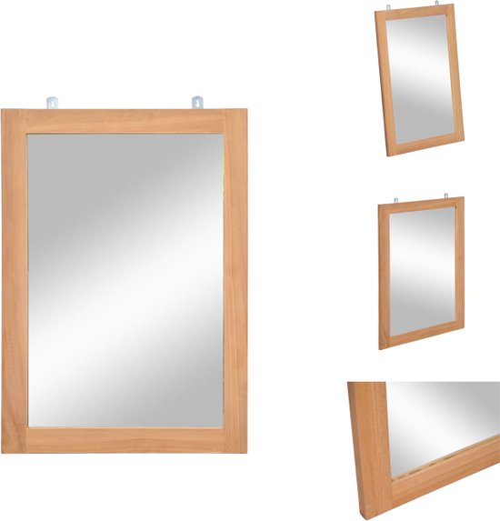 vidaXL Teakhouten Spiegel - Wandmontage - 50 x 70 cm - Stabiel en Duurzaam - Spiegel