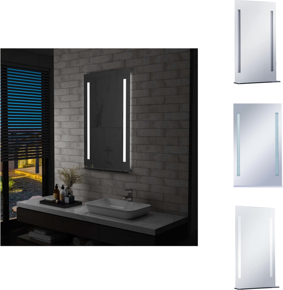 VidaXL Badkamerspiegel LED 60 x 100 cm IP44 Spiegel