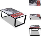 vidaXL Salontafel Rechthoekig - 90x45x32 cm - Telefooncel-Print - Gehard Glas/IJzer - Tafel