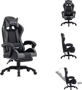 vidaXL Chaise de course de Gaming - Simili cuir - Rembourré épais - Réglable - Grijs/ Zwart - 64x65x119 cm - Chaise de bureau