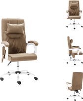 vidaXL Ergonomische kantoorstoel - 60 x 64 cm - Massagepunt - Nekkussen - Verstelbaar - Taupe - Bureaustoel