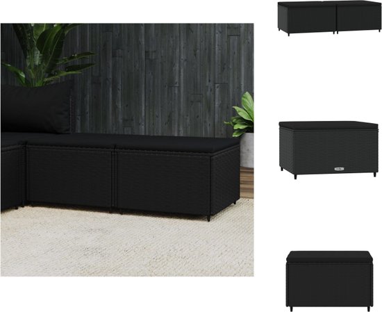 vidaXL voetensteunen - zwart - 55 x 55 x 31 cm - weerbestendig PE-rattan - stevig frame - modulair ontwerp - comfortabel zitkussen - verstelbare poten - Poef