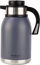 Michelino 54539 - Thermosfles 2 liter - dubbelwandig - drankendispenser - geïsoleerde kan - koffie thee theepot - grijs