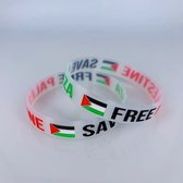 2x Palestina Armband Wit, Rubber met Palestina Vlag
