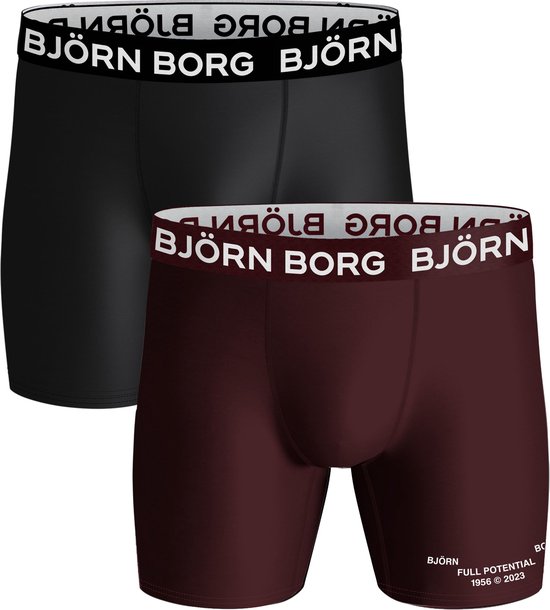 Bjorn Borg - Björn Borg Performance Boxershorts 2-Pack Zwart Bordeaux - Heren - Body-fit