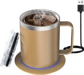 Livano Cup Warmer - Mok Warmer - Mug Warmer - Koffie Warmer - Verwarmde Onderzetter - Koffie Warmhouder - Koffiekop Verwarmer - Kop Warmer - USB - Kopjes - Melk - Khaki
