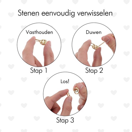 Boucles d'oreilles Behave - femme - couleur argent - boucles d'oreilles serties de 4 pierres interchangeables