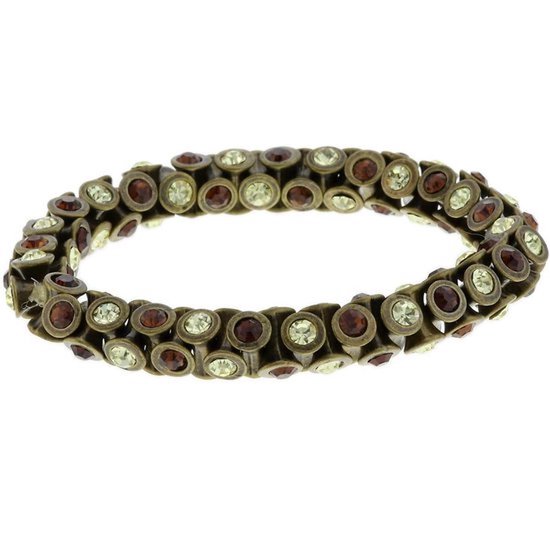 Behave Bracelet - couleur vieil or avec pierres vertes et marron - bracelet élastique