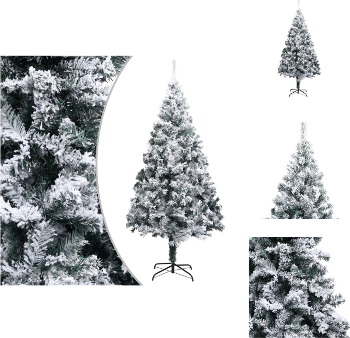 vidaXL Kunstkerstboom Deluxe - 180 cm - Met 930 uiteinden - Extra dikke takken - Witte sneeuw - Groen - Decoratieve kerstboom