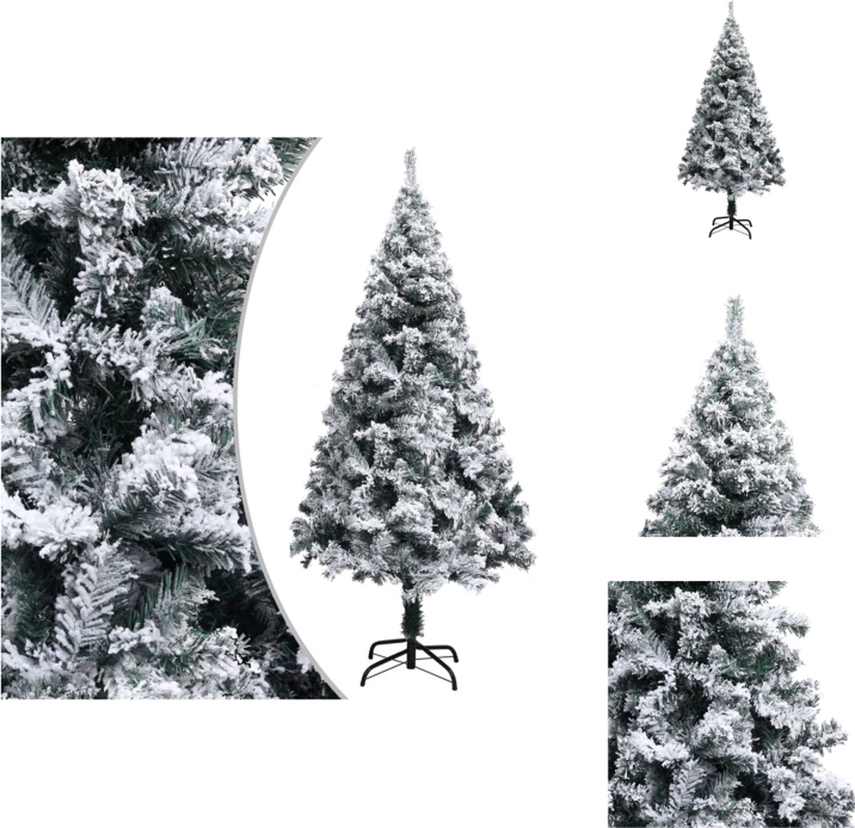 vidaXL Kunstkerstboom 120 cm Groen PVC - 362 uiteinden - Witte sneeuw - Binnen- en buitengebruik - Decoratieve kerstboom