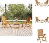 vidaXL Houten loungeset - Massief teakhout - Stabiel frame - Praktische tafel - Verstelbare ligstoelen - Tuinset