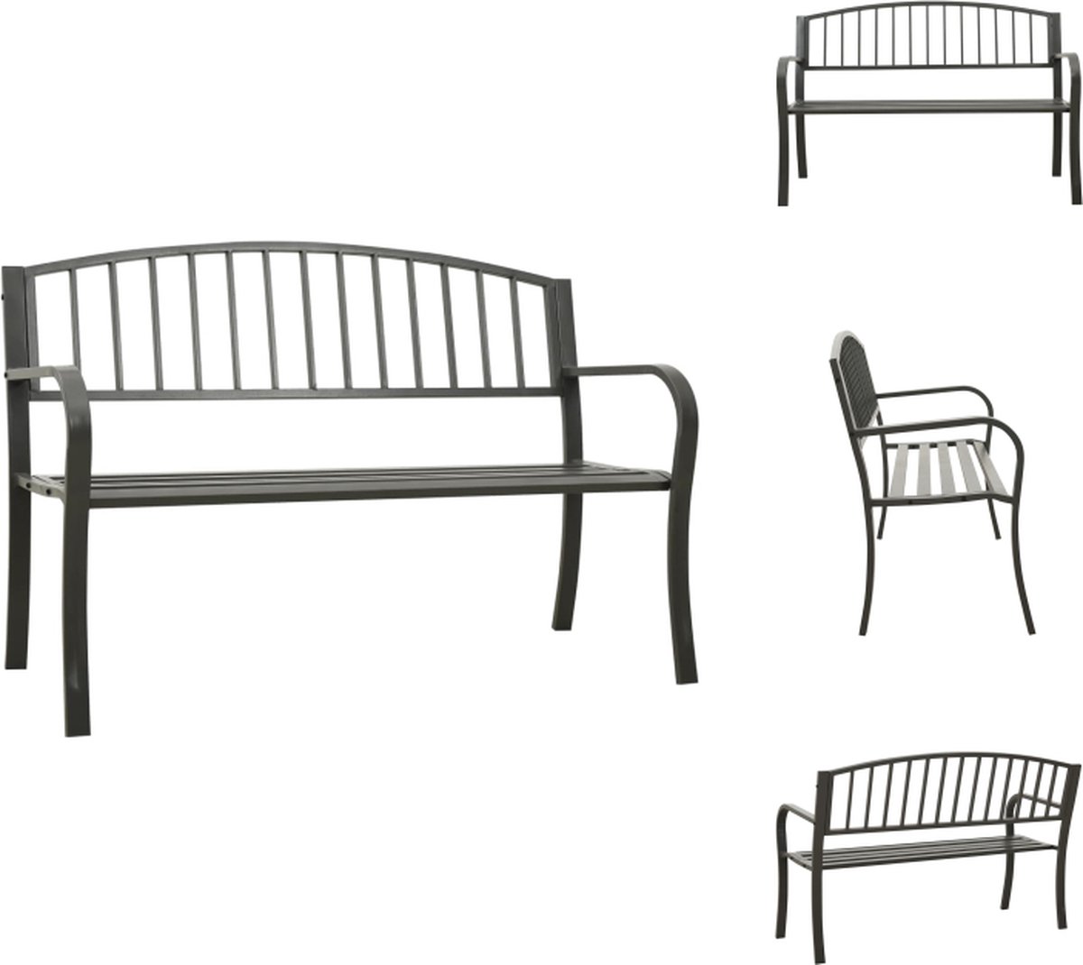 vidaXL - Tuinbank - 120 - cm - staal - grijs