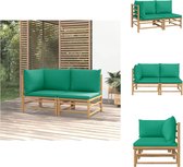 vidaXL Tuinset - Bamboe - Modulair design - Comfortabele kussens - Groen - Duurzaam materiaal - Tuinbank