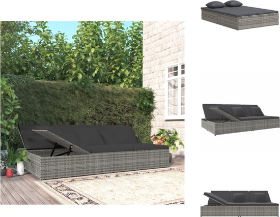 Foto: Vidaxl loungebed poly rattan 200 x 121 cm converteerbaar ligbed