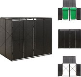 vidaXL Containerberging - Dubbele - 140 x 80 x 117 cm - Poly rattan - Afvalbakberging