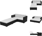 vidaXL Ensemble de meubles de jardin en rotin - Zwart - 2 canapés d'angle - 1 chaise longue - Coussins inclus - Rotin PE - Ensemble de jardin
