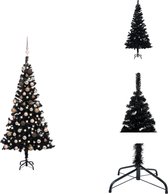 vidaXL Kunstkerstboom Zwart 120 cm - LED verlichting - Inclusief kerstballen en piek - Decoratieve kerstboom