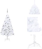 vidaXL Kunstkerstboom White - 150 cm - Met LED-verlichting - Decoratieve kerstboom