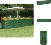 vidaXL Ovale plantenbak - Groen - 332 x 40 x 68 cm - Gepoedercoat staal - Bloempot