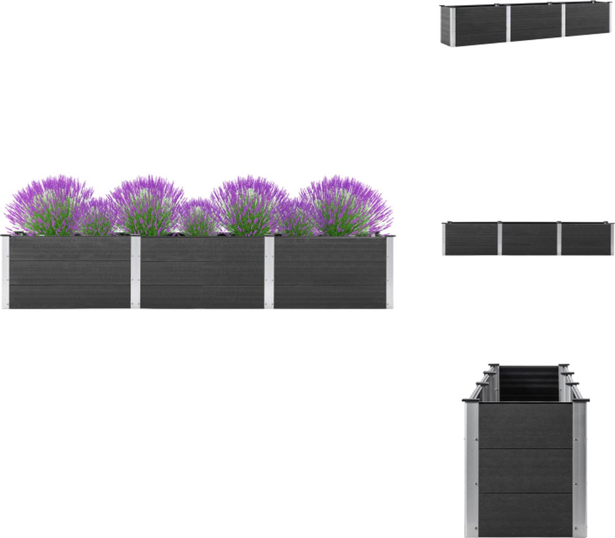 vidaXL Verhoogde Plantenbak - Staal - 129x129x45 cm - Antraciet
