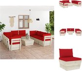 vidaXL Ensemble de salon en palettes - 9 pièces - Bois - 60x60x65 cm - Rouge - Epicéa imprégné avec revêtement en polyester - Ensemble de jardin