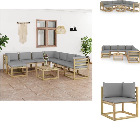 Vidaxl palletkussen 60x60x12 cm stof ruitpatroon grijs