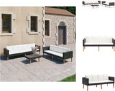 vidaXL Tuinset - Gepoedercoat staal - PE-rattan - Zwart - Crèmewit - 218x67x60cm - Montage vereist - Tuinset