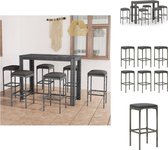 vidaXL Barset Tuin - Grijs PE-rattan - Gepoedercoat staal - Met kussens - 140.5 x 60.5 x 110.5 cm - Tuinset