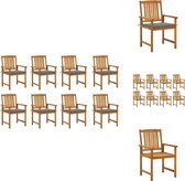 vidaXL Buitenstoelenset - Acaciahout - Olieafwerking - 61x57x92 cm - Grijs kussen - Tuinstoel