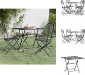 vidaXL Tuinset - Metaalgaas - E-coating - Inklapbaar - Antraciet (80x80x72 cm tafel - 54x40x86 cm stoel) - Tuinset