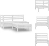 vidaXL Houten Tuinset - Massief Grenenhout - Lounge set - 63.5x63.5x62.5cm - Wit - Tuinset