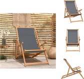 vidaXL Inklapbare Strandstoel - Grijs - 60 x 126 x 87.5 cm - Hoogwaardig Teakhout - Tuinstoel