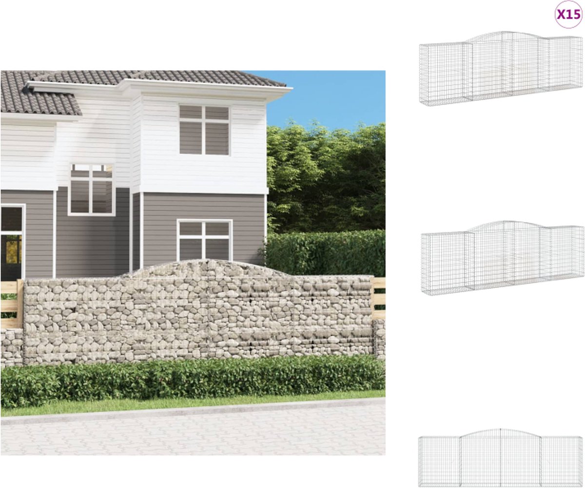 VidaXL Schanskorf Gabion 400x50x120-140 Zilver gegalvaniseerd ijzer 15 stuks Bloempot