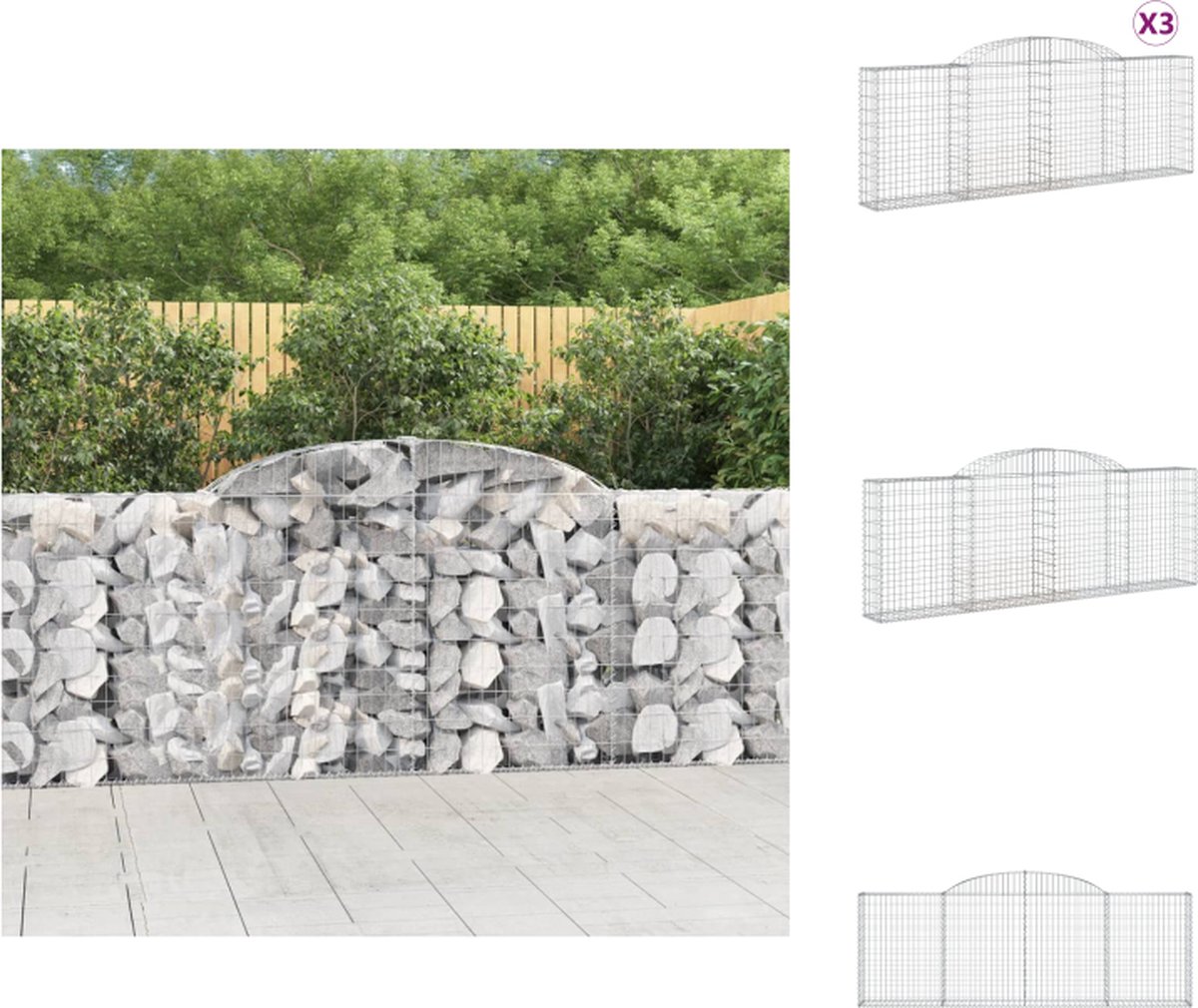 VidaXL Schanskorf - Decoratieve Geluidsisolerende Tuinbarrière - 200 X 50 X 60 80 Cm Gegalvaniseerd Ijzer Bloempot