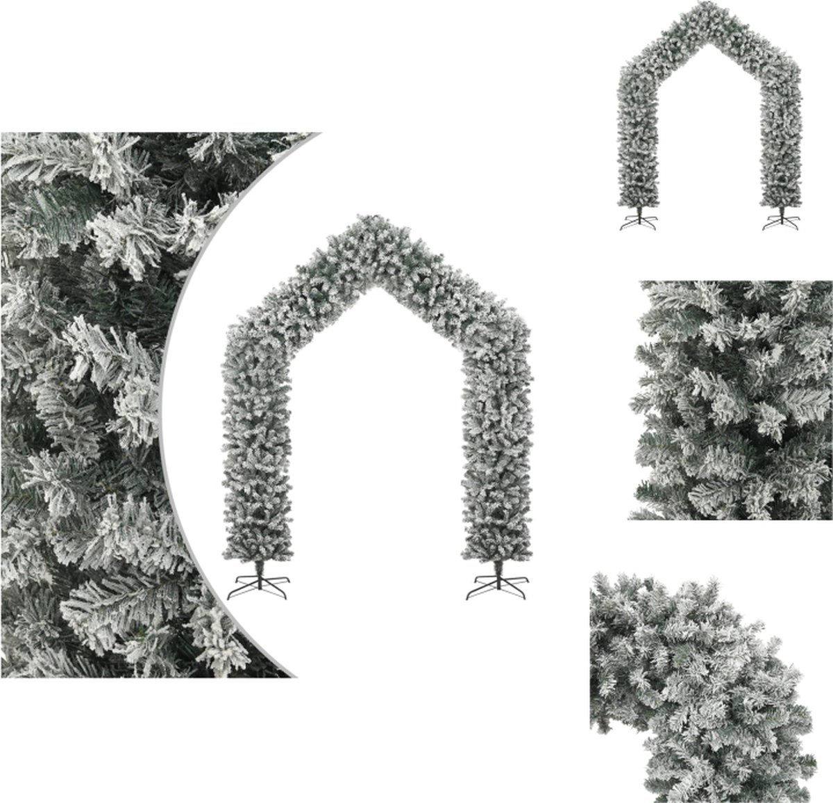 vidaXL Kerstboog - Stalen standaard - PVC uiteinden - Zeer duurzaam - Wit en groen - 215 x 270 cm - 115 x 180/220 cm doorgang - 60 cm breedte standaard - 2.400 uiteinden - vidaXL - Decoratieve kerstboom