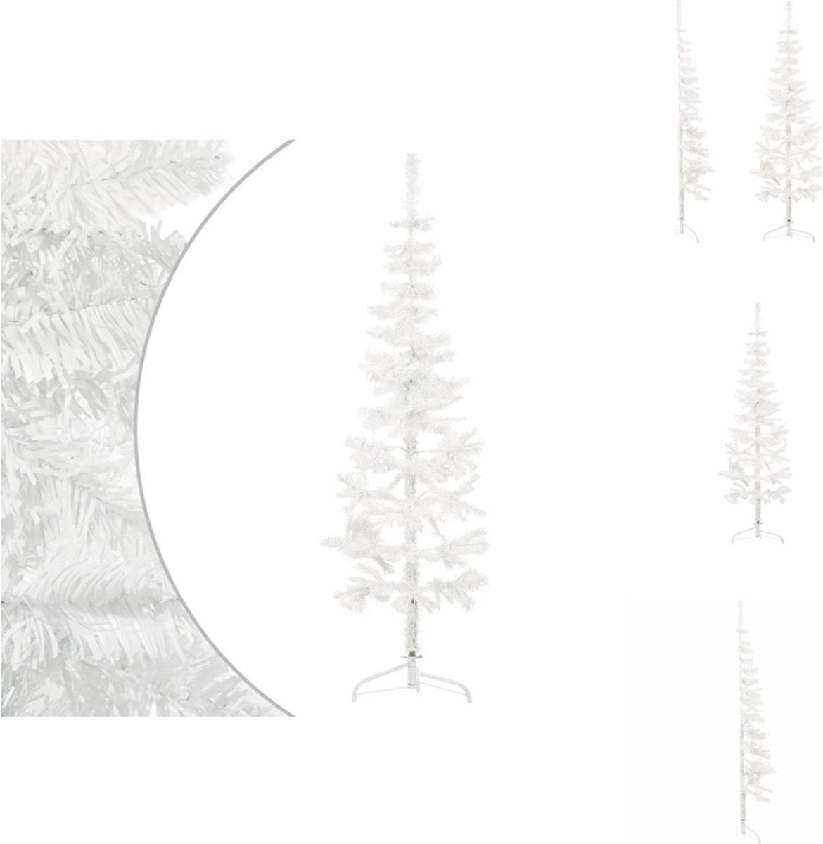 vidaXL Kunstkerstboom - Halve - 120 cm - Ruimtebesparend - PVC - Wit - 80 uiteinden - Decoratieve kerstboom